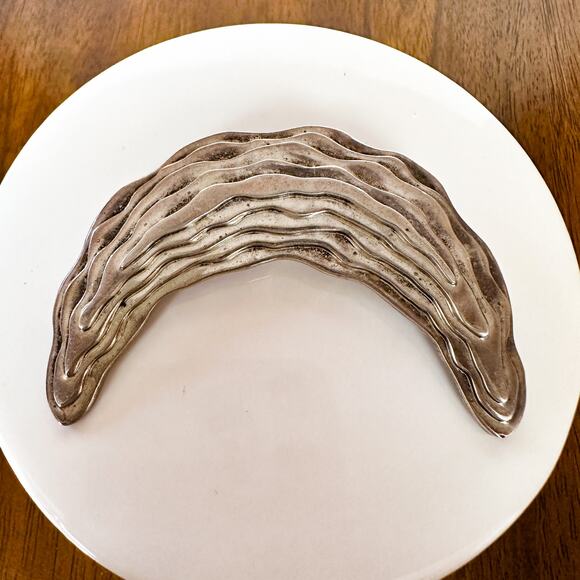 Sterling Silver Crescent Moon Brooch | Vintage Modernist Signed NR Designer Pin - Picture 13 of 14